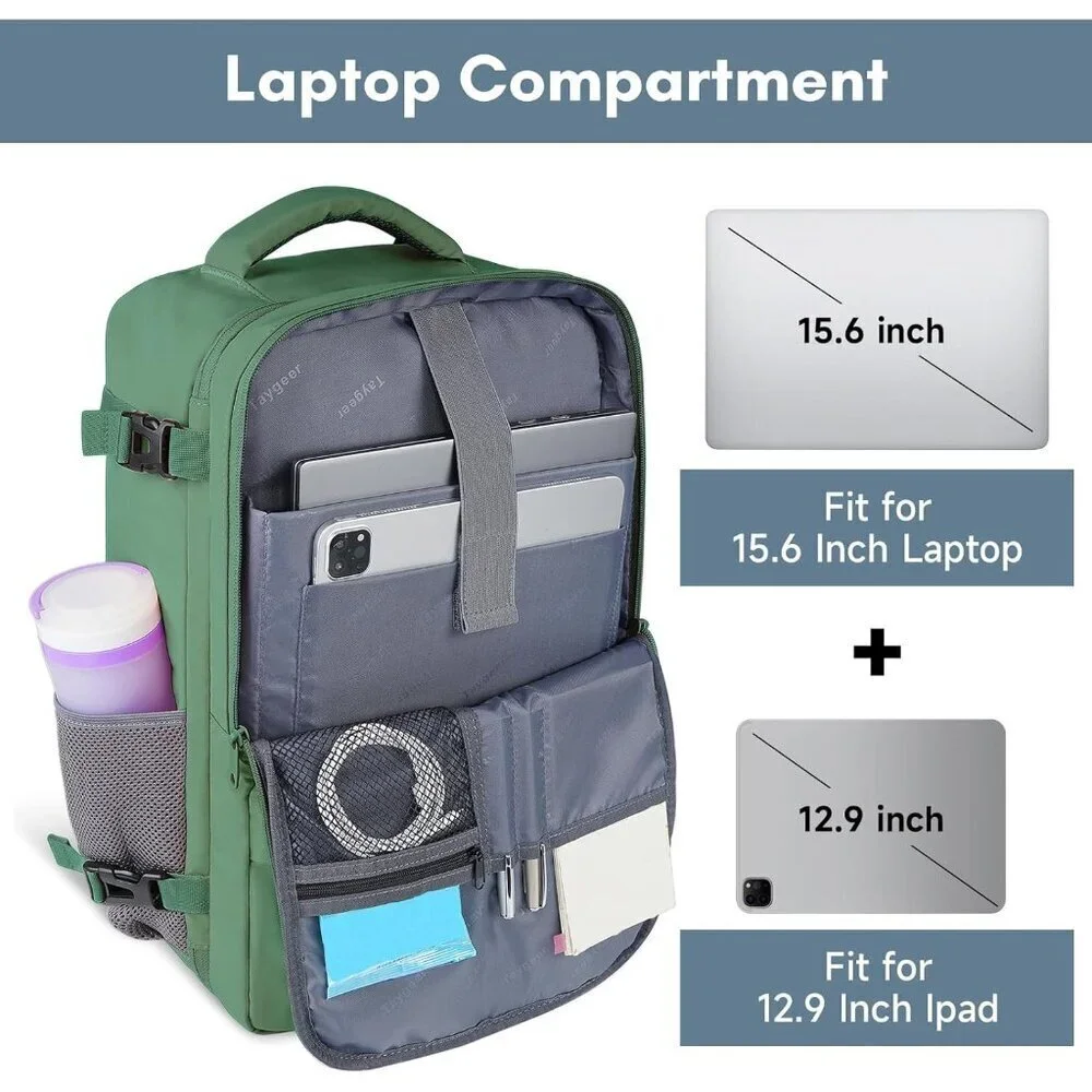 Taygeer Women's Peridot Green Travel Backpack Carry On 15.6inch Laptop Backpack